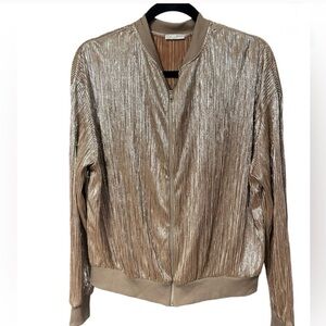 Zara Pleated lurex Zip Bomber